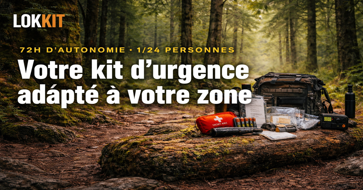 Sac d'évacuation ouvert avec objets compacts rangés par modules